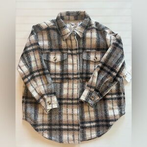 Good American Plaid Oversized Shacket Women’s Large/XL Revolve Fall Jacket NWT